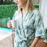 Embroidered Palm Tree Short Sleeve Beach Robe – Surf