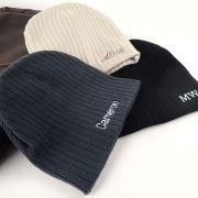 Embroidered Cable Knit Beanie