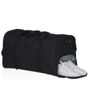 Embroidered Black Sports Duffle Bag with Shoe Compartment