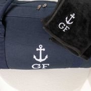 Embroidered Anchor Canvas Duffle Bag with Fishing Towel