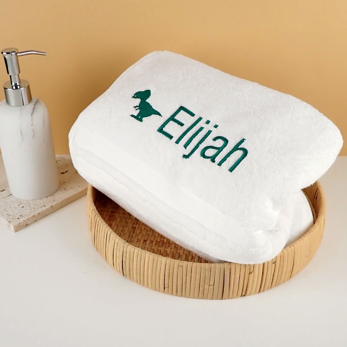 Embroidered Dinosaur Bath Towel for Kids