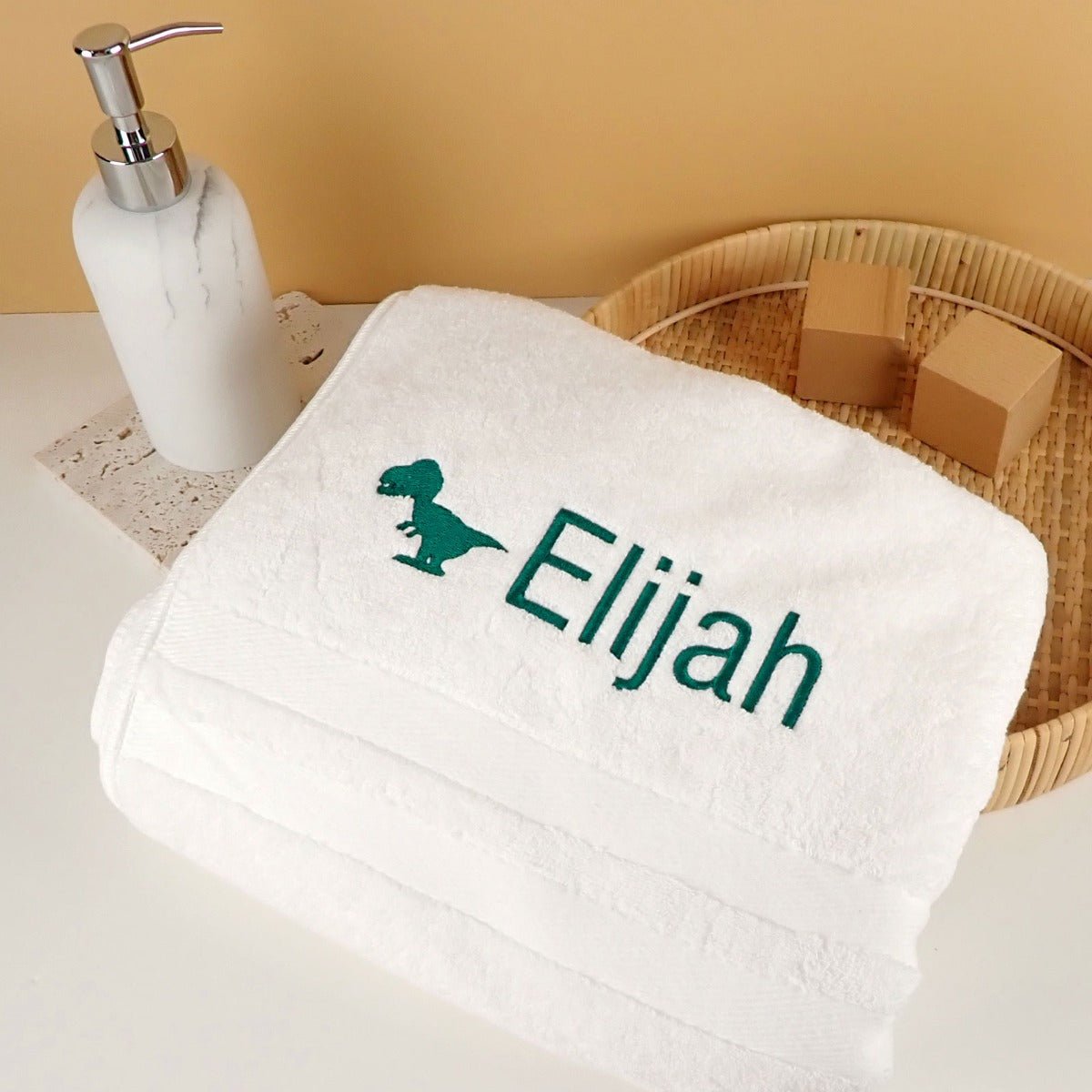Embroidered Dinosaur Bath Towel for Kids