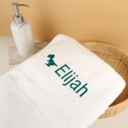 Embroidered Dinosaur Bath Towel for Kids