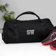 Embroidered Black Canvas Duffle Bag
