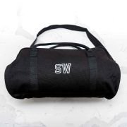 Embroidered Black Canvas Duffle Bag