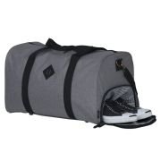 Embroidered Grey Sports Duffle Bag with Shoe Compartment