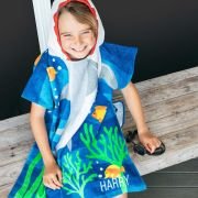 Embroidered Kids’ Hooded Shark Beach Towel