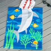 Embroidered Kids’ Hooded Shark Beach Towel