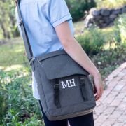 Embroidered 15 Laptop Crossbody Messenger Bag – Grey