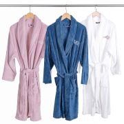 Embroidered Microplush Bathrobe