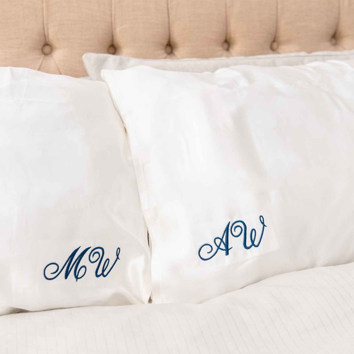 Embroidered 100% Mulberry Silk Pillowcase Twin Set