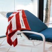 Embroidered Striped Cotton Terry Beach Towel