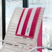 Embroidered Striped Cotton Terry Beach Towel