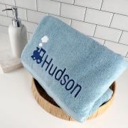 Embroidered Train Bath Towel for Kids