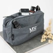 Embroidered Grey Toiletries Bag