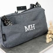 Embroidered Grey Toiletries Bag
