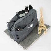 Embroidered Grey Toiletries Bag
