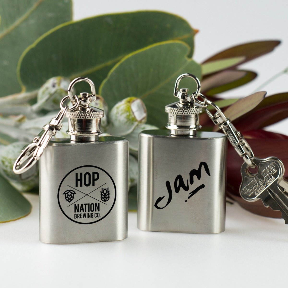 Engraved Promotional Mini Hip Flask Keyring