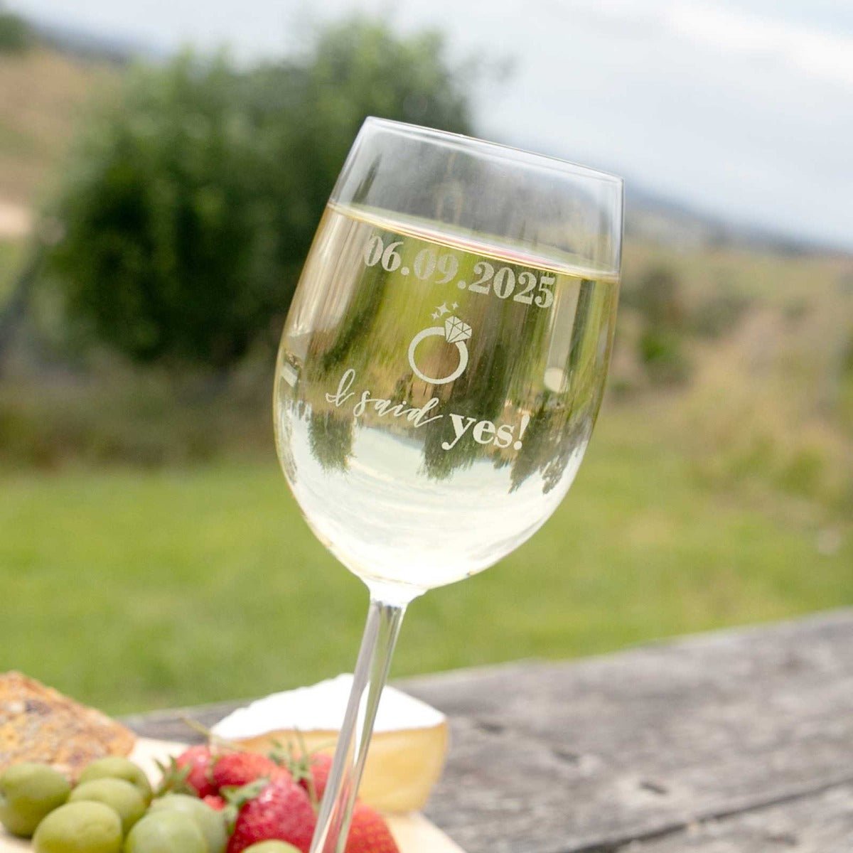 Engraved Engagement 360ml Wine Glass