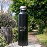 Engraved 1L Metal Water Bottle with Wooden Lid