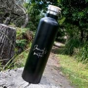 Engraved 1L Metal Water Bottle with Wooden Lid