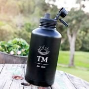 Engraved Matte Black Stainless Steel 2L Water Bottle