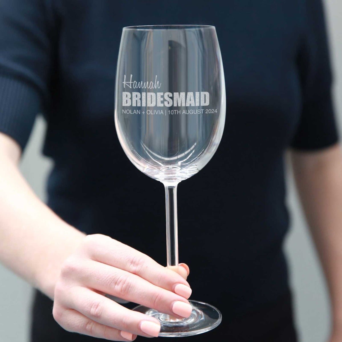 Bold Series Engraved Bridal Party 360ml Wine Glass