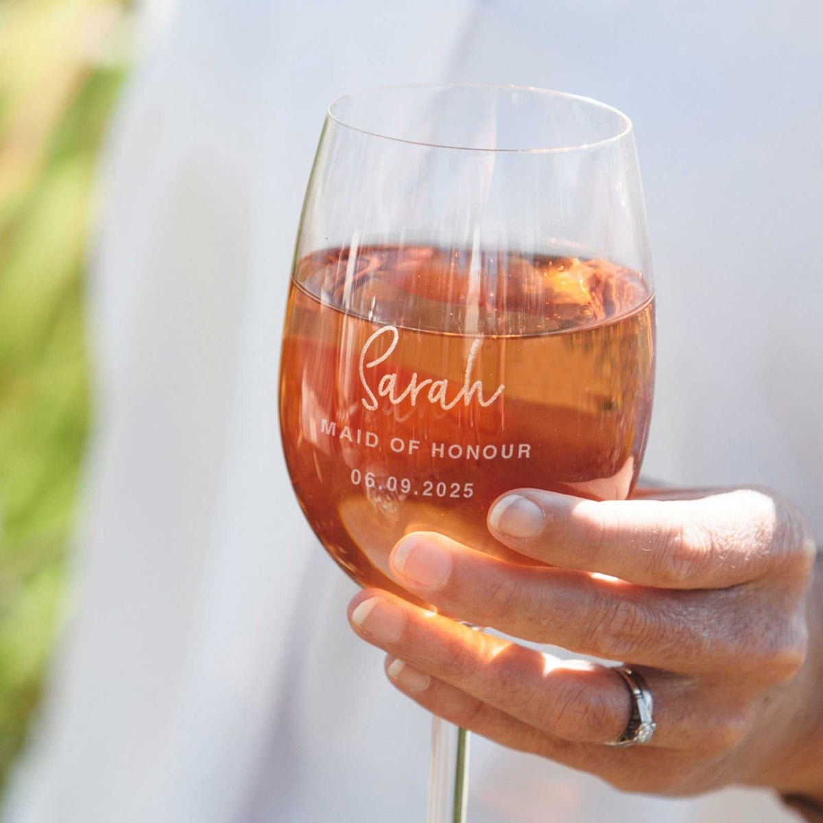 Engraved Wedding Bridal Party 360ml Wine Glass