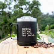 Matte Black 400ml Stainless Steel Travel Mug Birthday Gift