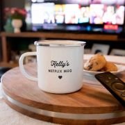 Engraved 500ml White Enamel Netflix Movie Mug
