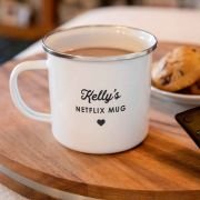 Engraved 500ml White Enamel Netflix Movie Mug