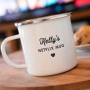 Engraved 500ml White Enamel Netflix Movie Mug