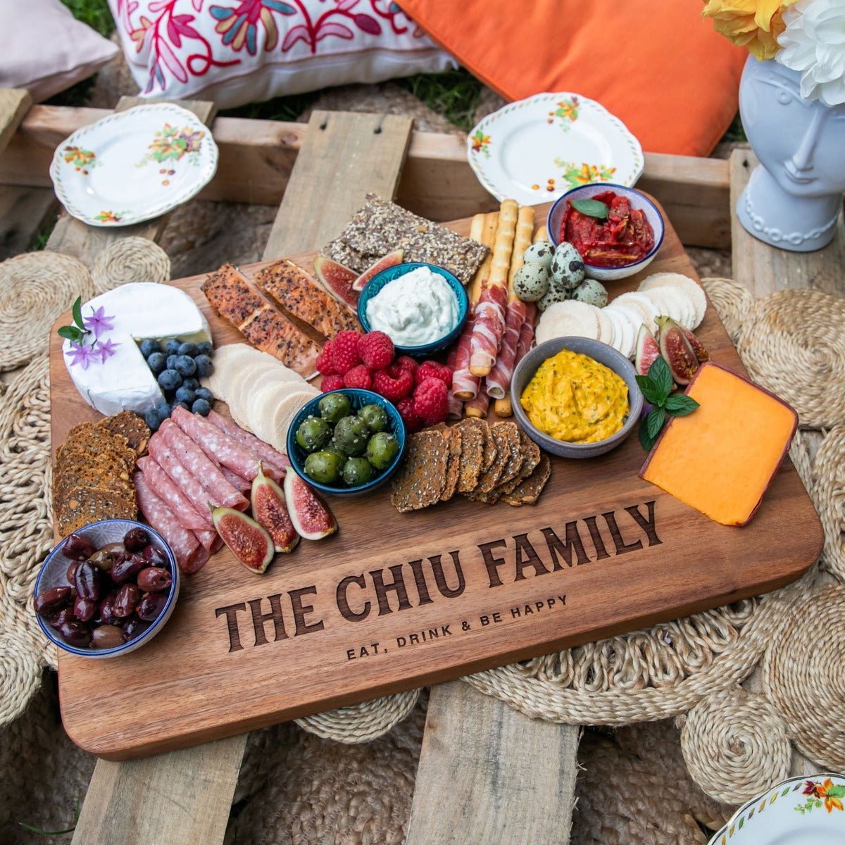 Engraved Deluxe Acacia Wood Rectangle 50cm Serving Board