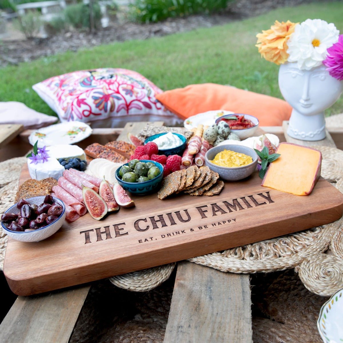 Engraved Deluxe Acacia Wood Rectangle 50cm Serving Board