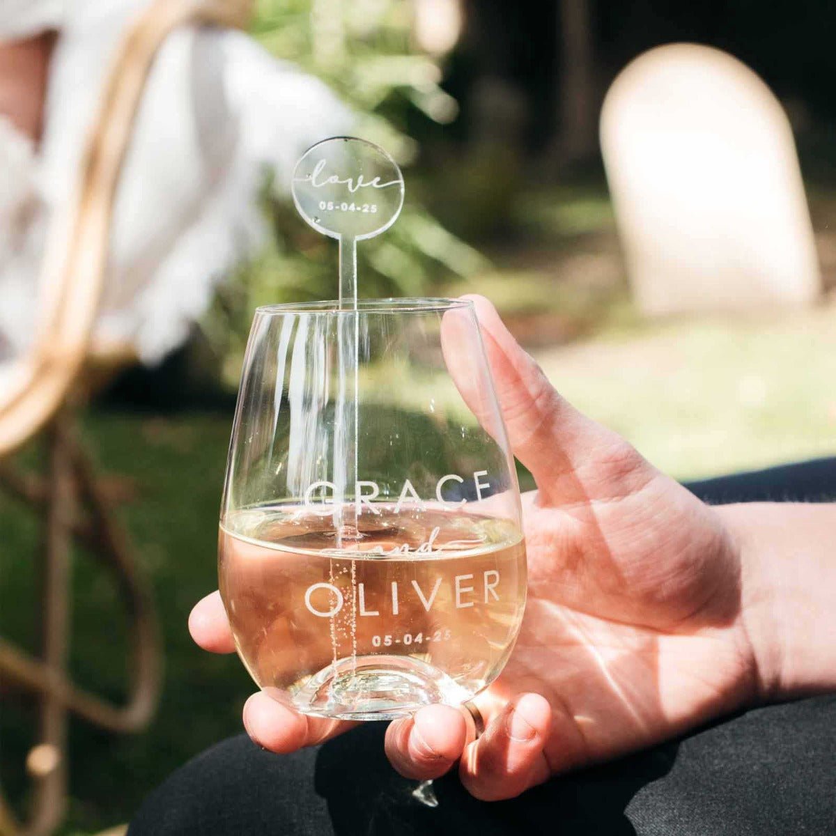 Engraved Clear Acrylic Wedding Drink Stirrers