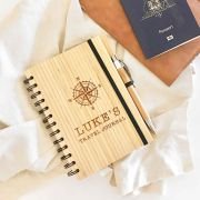 Engraved Bamboo Travel Journal Notebook