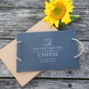 Engraved Rectangle Birthday Slate Cheese Board with Woven Cord Handles