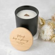 Engraved Birthday Black Wood Wick Soy Candle with Wooden Lid