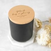 Engraved Birthday Black Wood Wick Soy Candle with Wooden Lid
