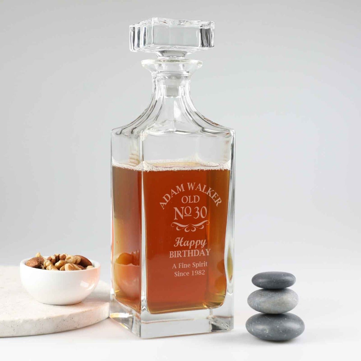Engraved Deluxe Square Whiskey Decanter Birthday Gift