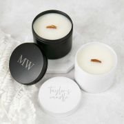 Engraved Birthday Wood Wick Soy Candle Tin