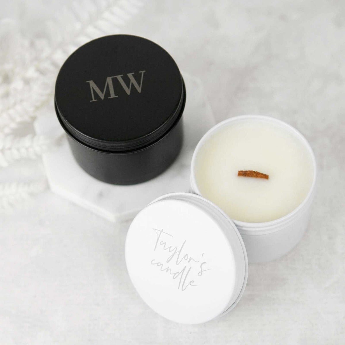 Engraved Birthday Wood Wick Soy Candle Tin