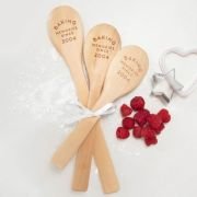 Engraved 3 Piece Wooden Spoon Cooking Set birthday Gift
