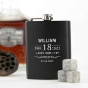 Engraved Birthday Hip Flask Black