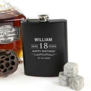 Engraved Birthday Hip Flask Black
