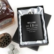 Engraved Birthday Hip Flask Black