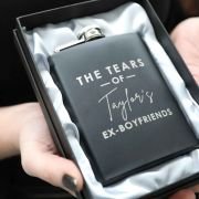 The Tears of My Ex-Boyfriend Engraved Hip Flask with Gift Box