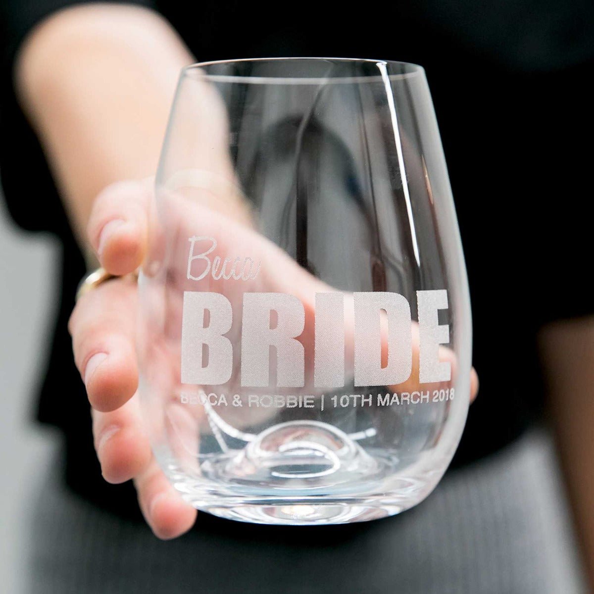 Bold Series Engraved Bridal Party 460ml Stemless Wine Glass