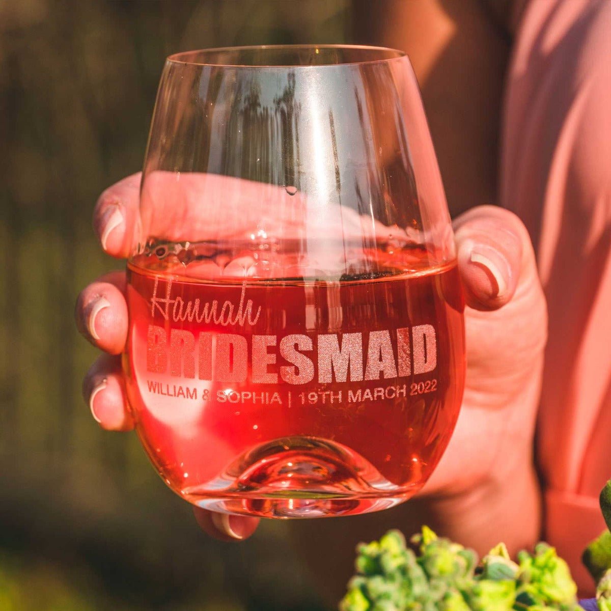 Bold Series Engraved Bridal Party 460ml Stemless Wine Glass