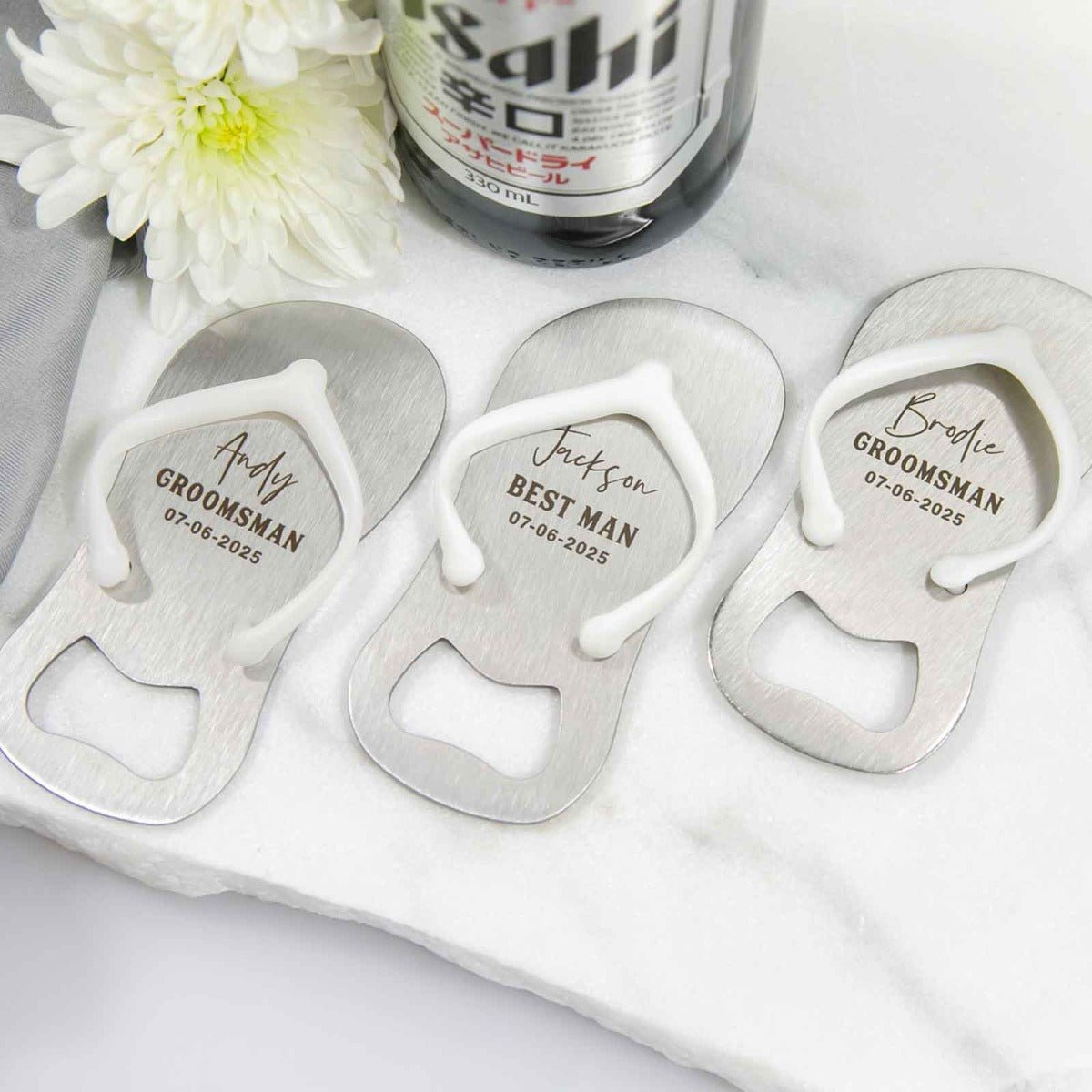 Bridal Party Engraved Thong (Flip Flop /Jandal) Bottle Opener